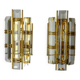 Pair of Venini wall lamps, half-moon glass, murano, Italy 1970