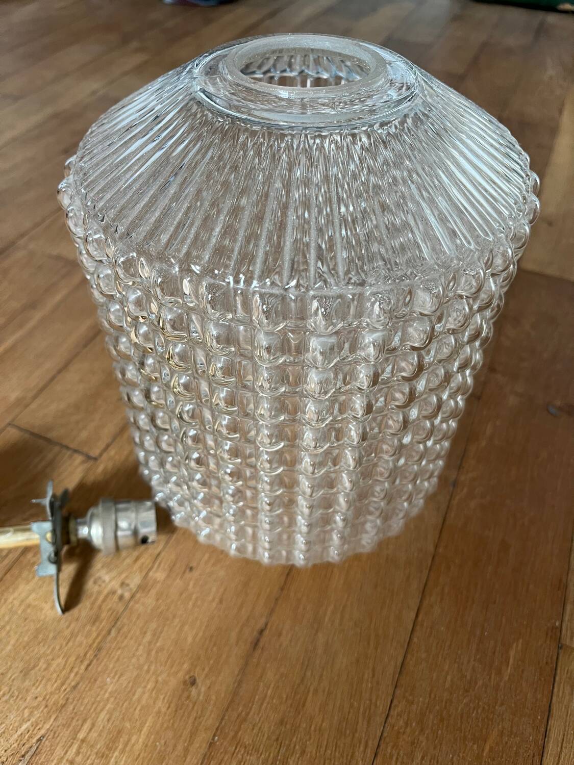 Vintage pendant light in chiseled glass from the 70s