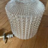 Vintage pendant light in chiseled glass from the 70s