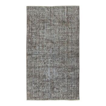 Vintage handmade anatolian wool gray over-dyed rug