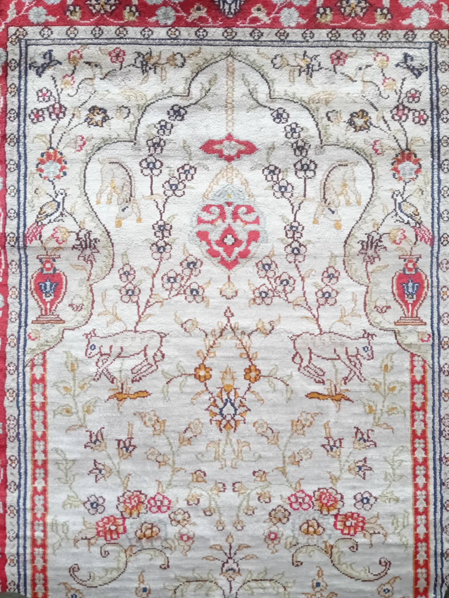Handmade silk cashmere rug 125x76cm