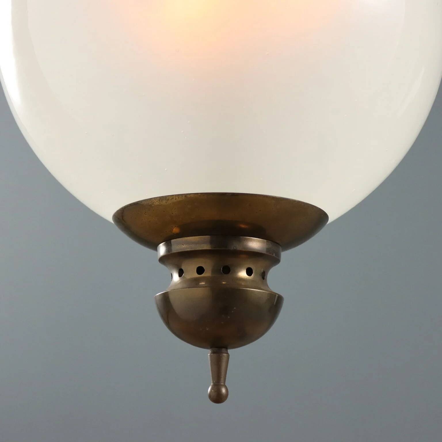 Vintage glass and brass pendant, Italy, 1950s