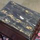 Art Deco bedside table in rosewood, walnut burl, and marble top.