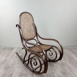 Curved wooden rocking chair in Thonet style, 20th century