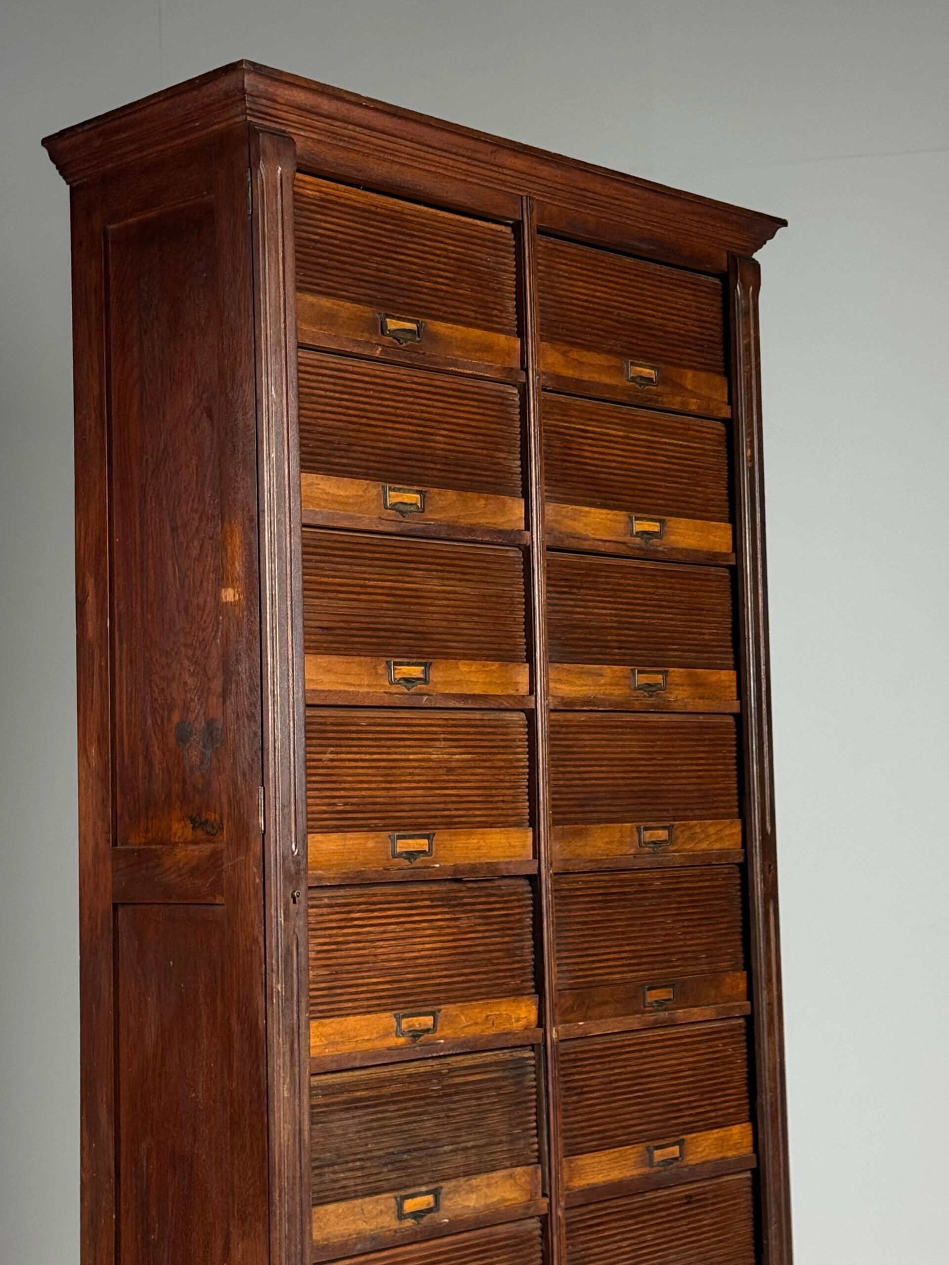 Antique archive cabinet with roller doors