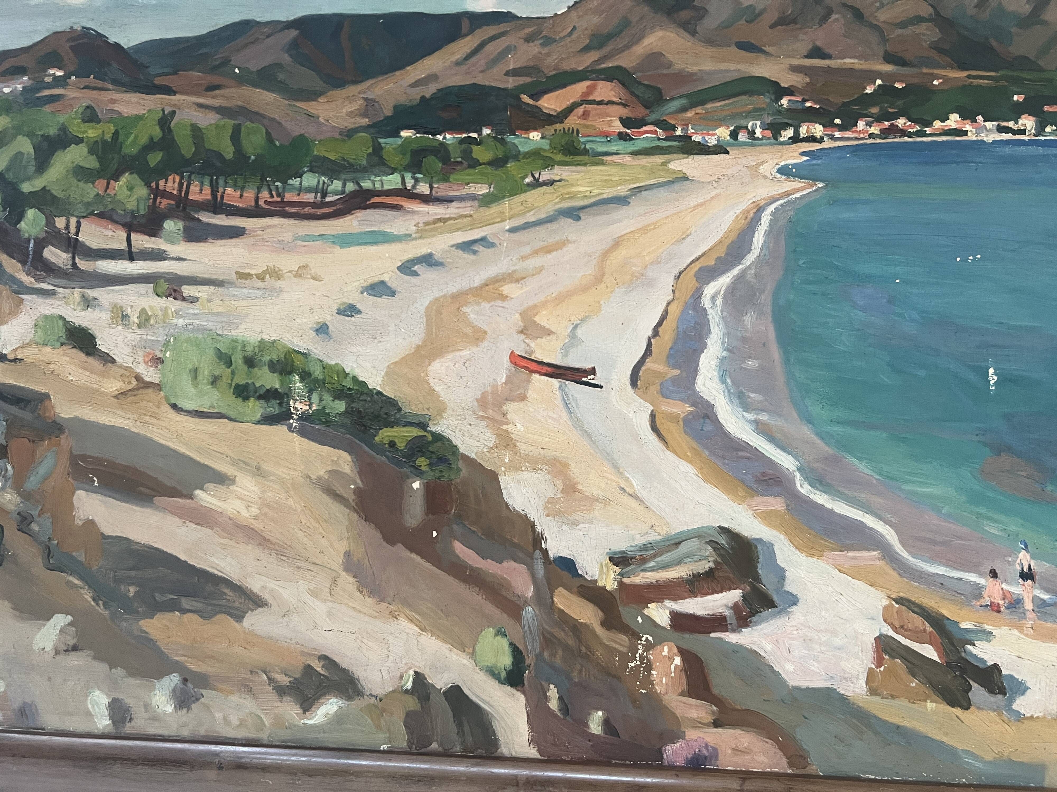 "View of the AGUAY Bay" Oil on canvas by Edmond ASTRUC 20th century