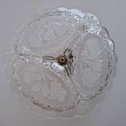 Art Deco Pressed Glass Divided Serving Dish with Alpaca Handle, 1930