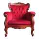 Wooden armchair carved baroque style in burgundy red velvet