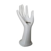 Hand baguier soliflore in white porcelain 70s