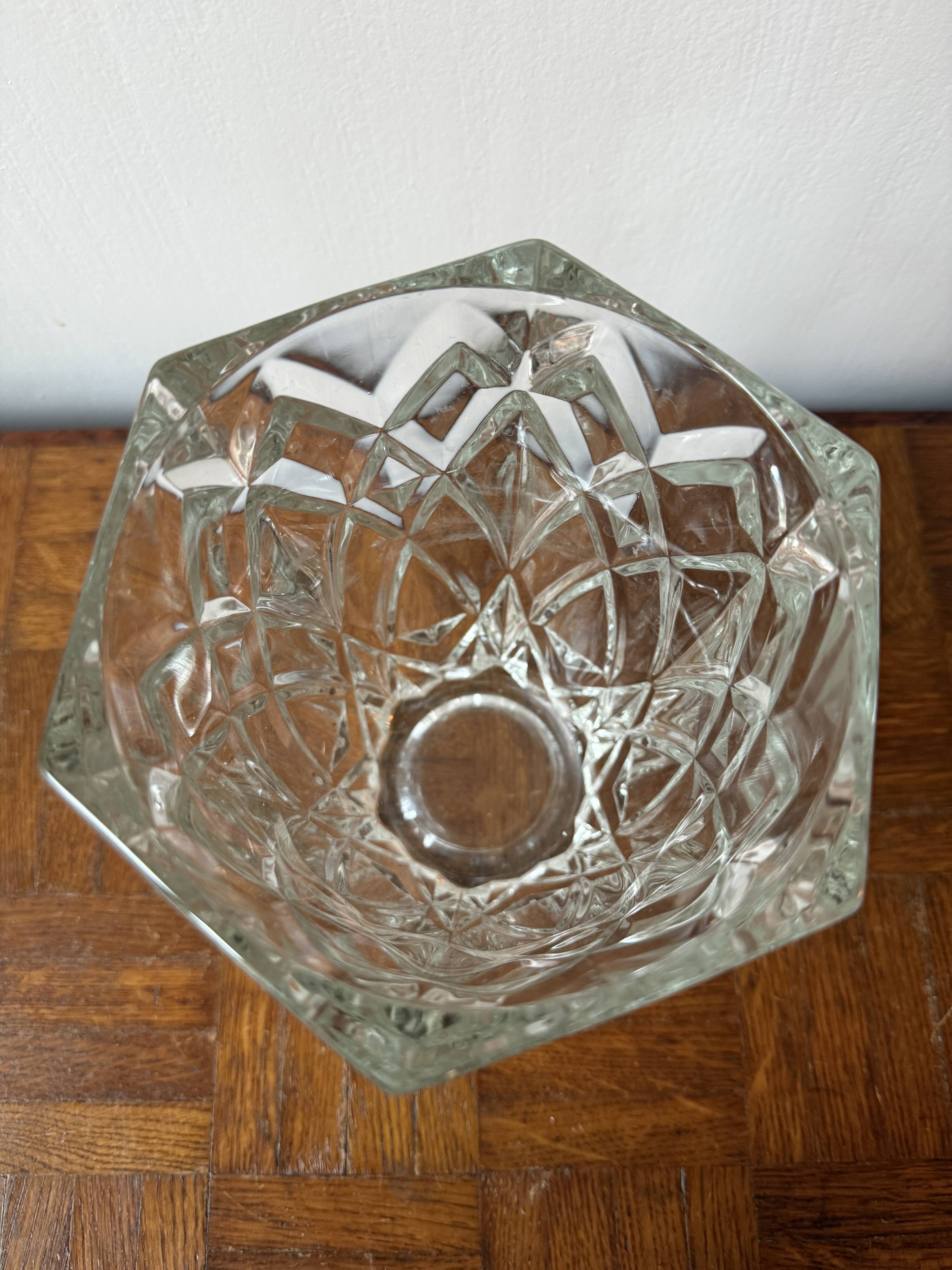 Cut glass transparent vase