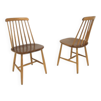 Set of 2 Scandinavian "Pinnstol" chairs in teak, NESTO, Sweden, 1960.