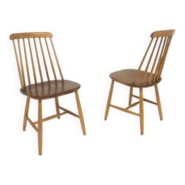 Set of 2 Scandinavian "Pinnstol" chairs in teak, NESTO, Sweden, 1960.