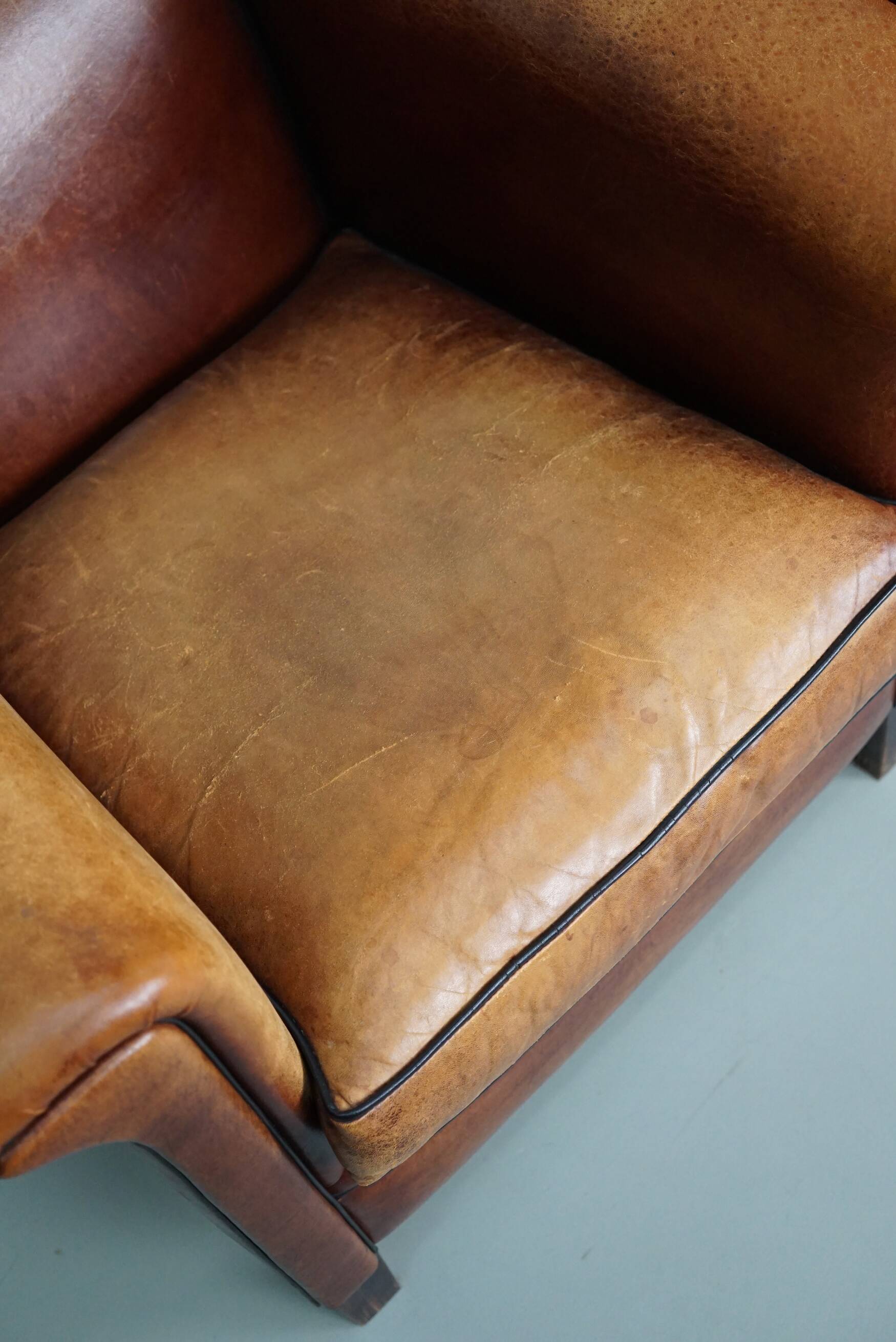 Vintage Dutch Club Chair in Cognac Leather, Set of 2