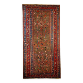 Handmade antique Persian Kurdish rug 122cm x 231cm 1880s - 1B415