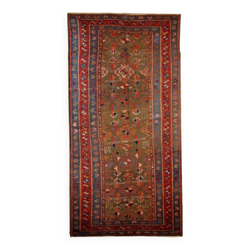 Handmade antique Persian Kurdish rug 122cm x 231cm 1880s - 1B415