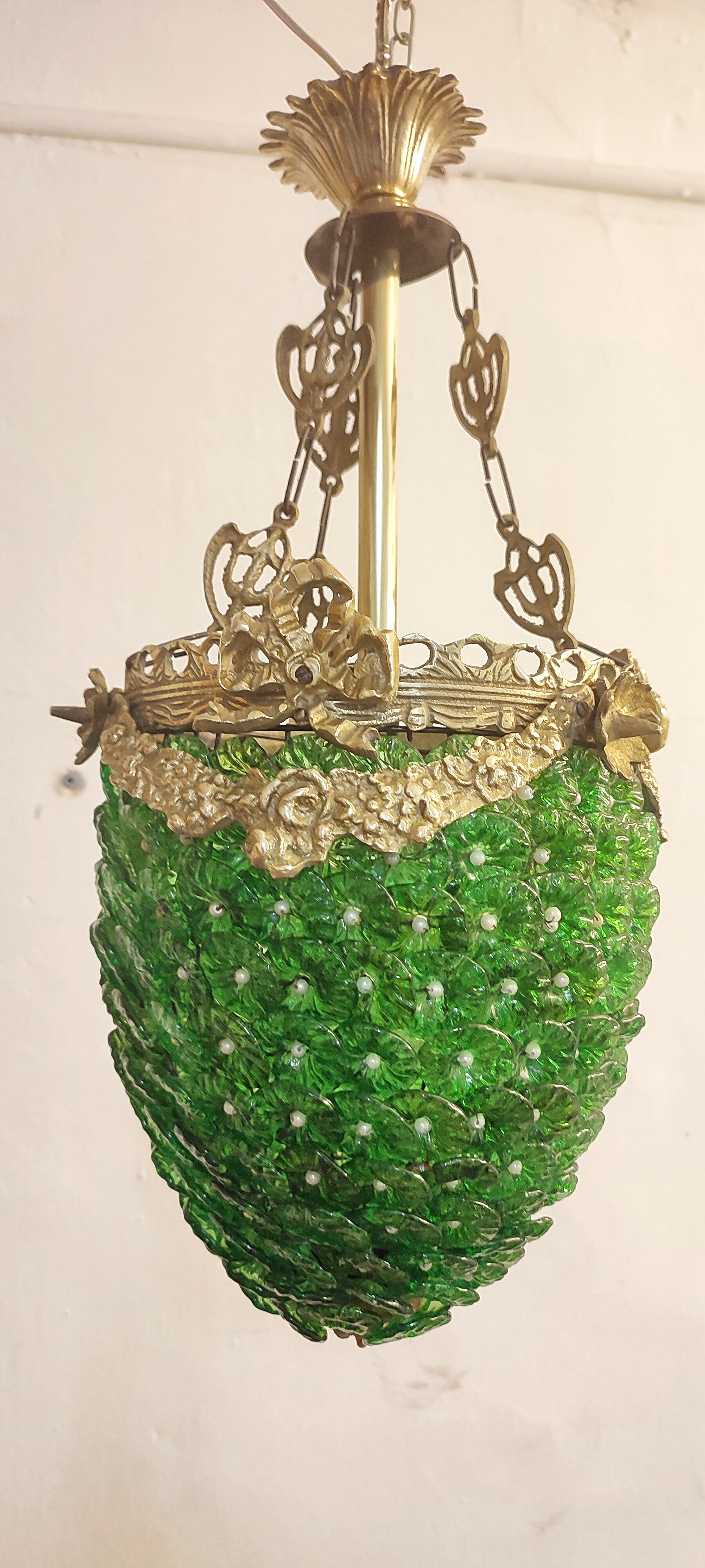 Ceiling lamp with Murano glass flowers. Italy, 1960s