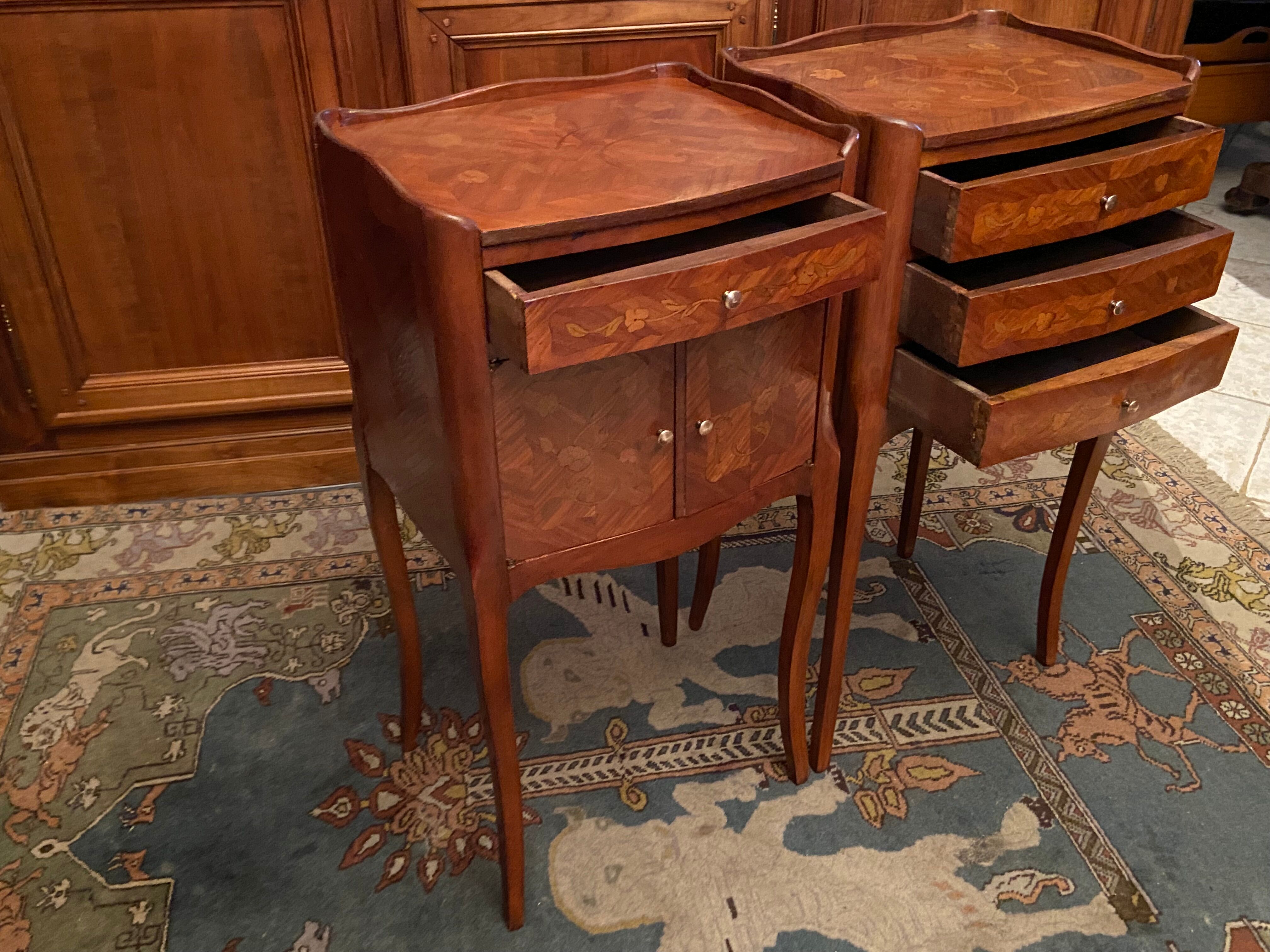 Pair of bedside tables Louis XV style