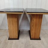 Vintage bamboo and solid wood bistro table