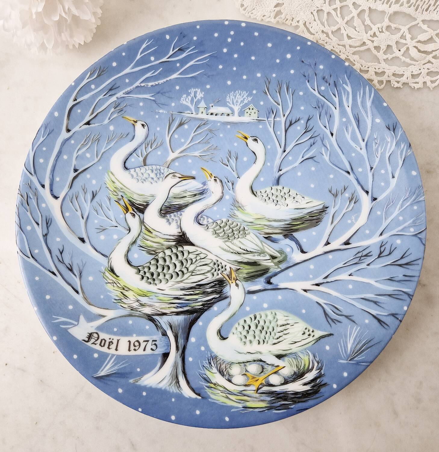 Haviland Limoges laying geese plate from the 12 days of Christmas