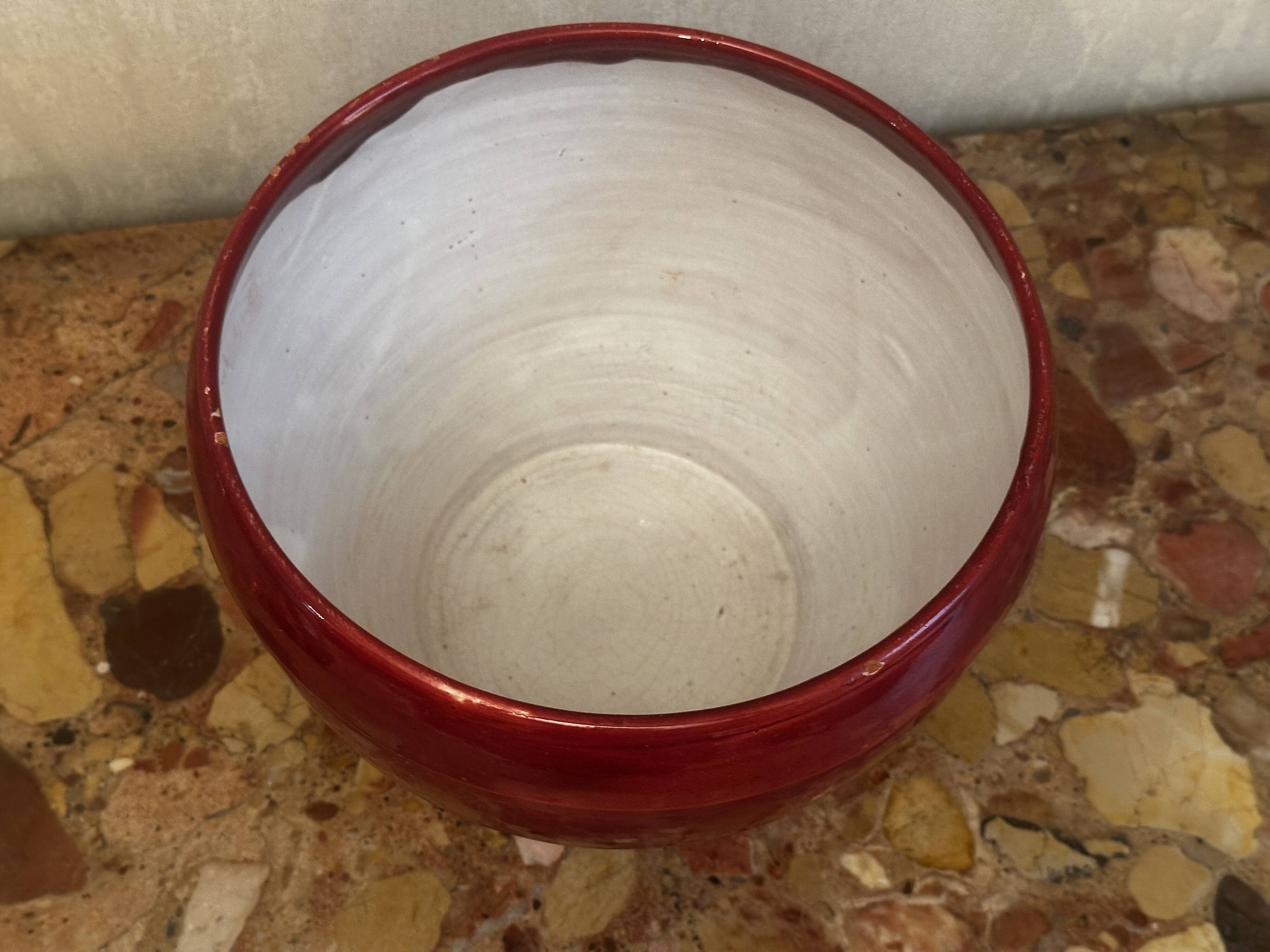 Burgundy glazed ceramic planter