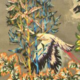 Tapestry by Robert Debiève "The flight of flamingos"