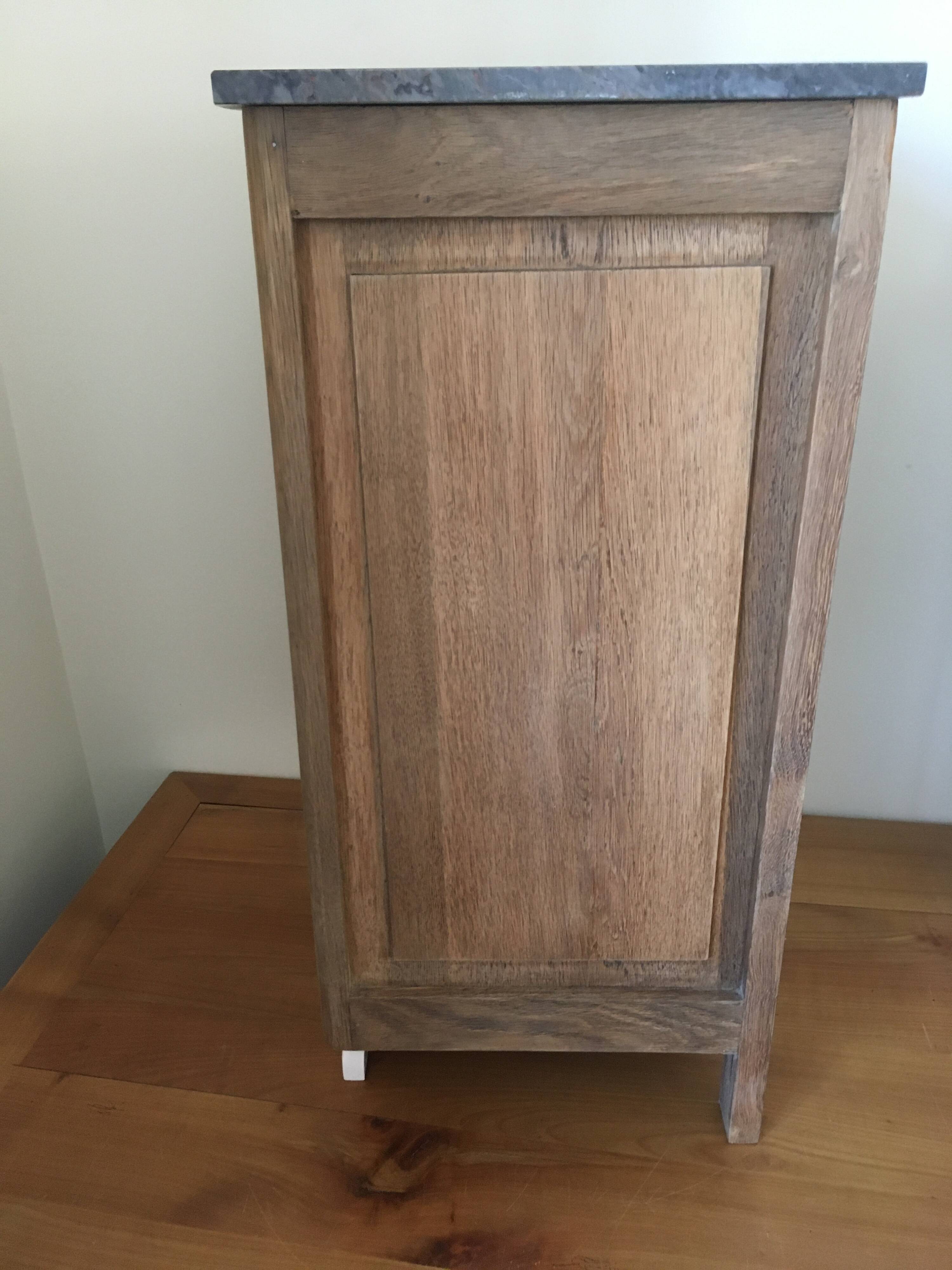 Oak and marble bedside table