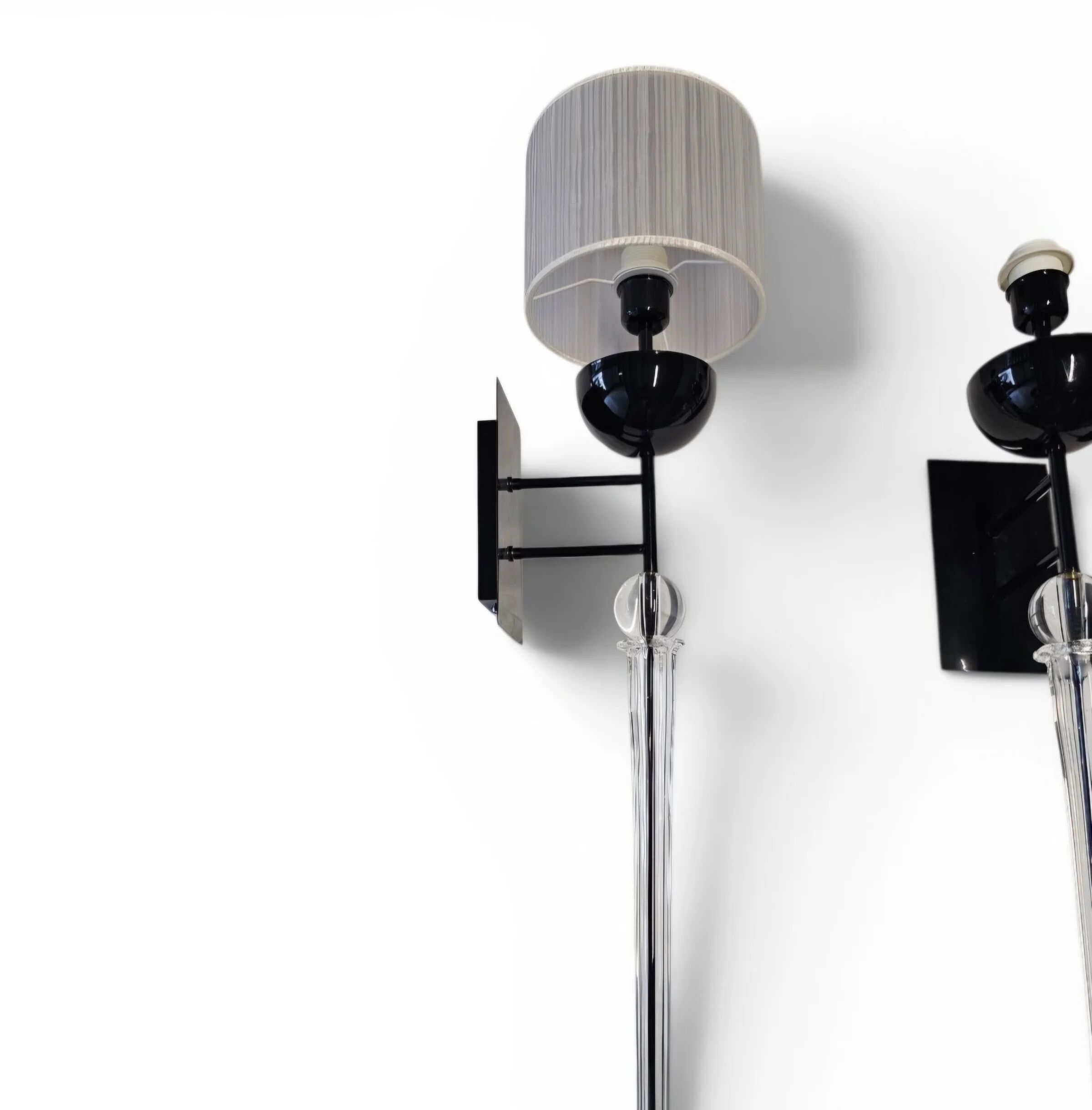 3 x Neo Classic torch glass wall lamps / 1980s