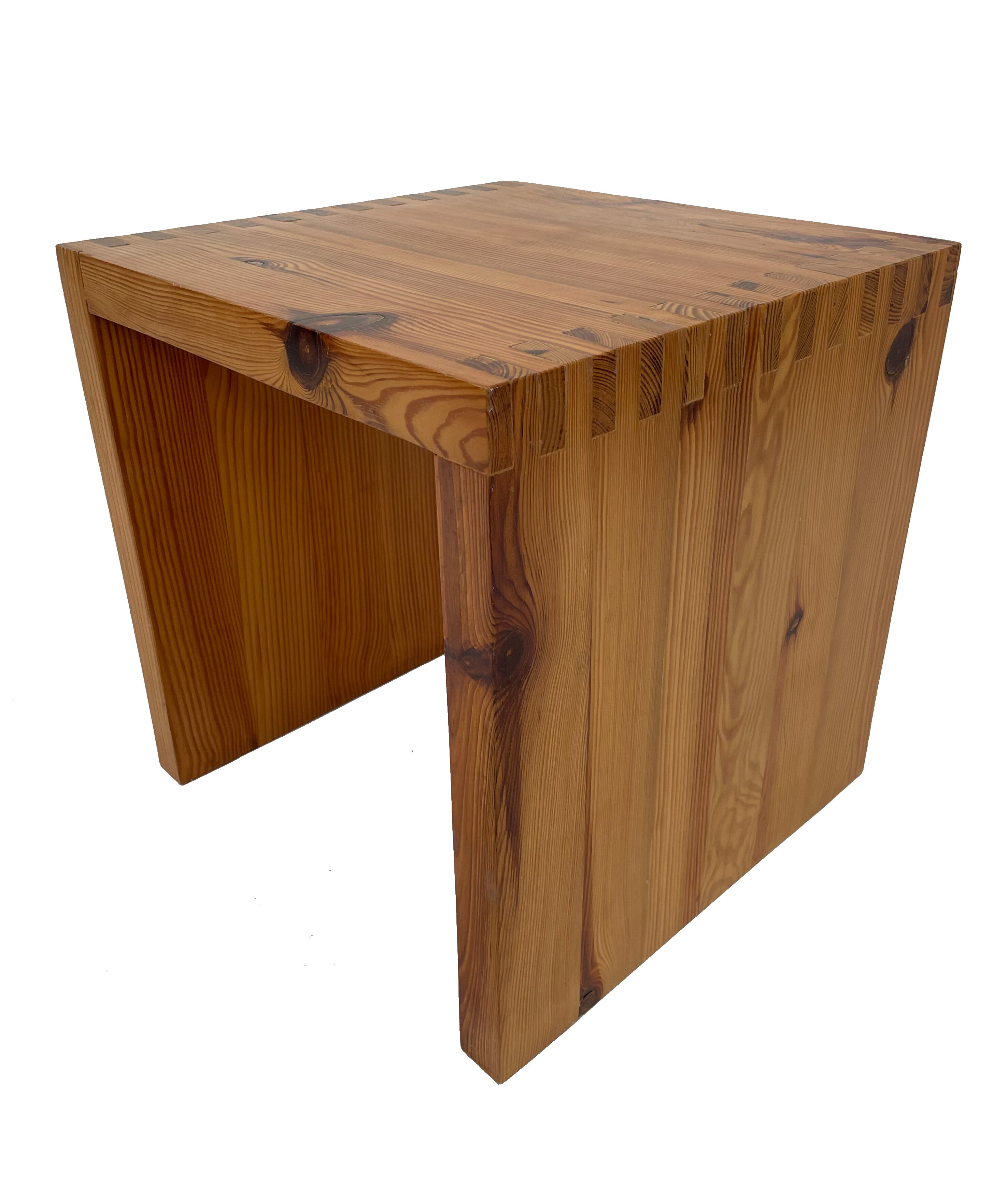 Vintage side table Ate van Apeldoorn, Pine wood 1970s