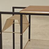 Vintage vinyl serving trolley in wood and gold metal