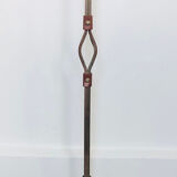 Hammered wrought iron and leather floor lamp by Jean Pierre Rickaert, 1950s