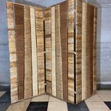 Vintage screen in straw and braided rope