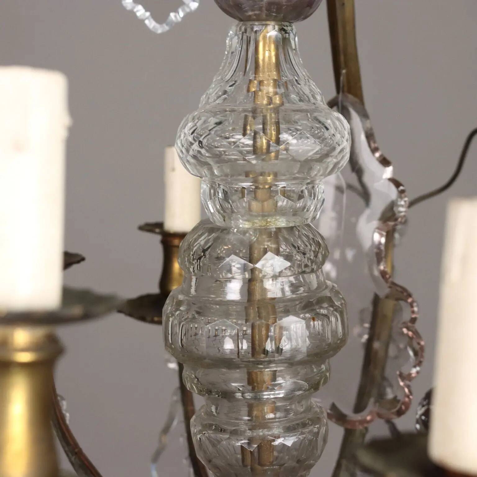Antique chandelier in glass and gilded metal, Italy, 19th century