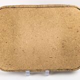 1970s floral patterned tray in rattan and plastic