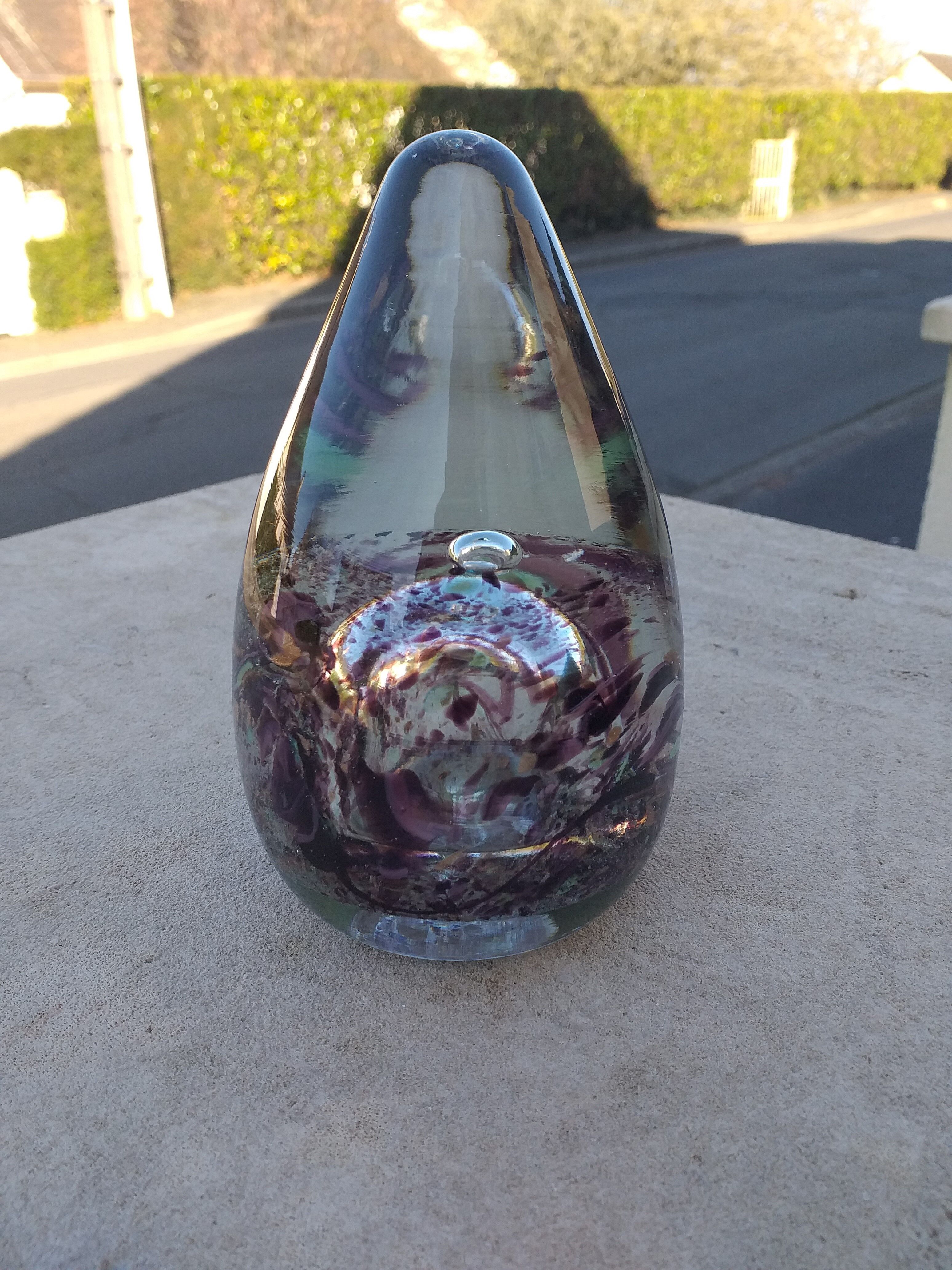 Maur-Vieil Bob Le Bleis vintage 70's glass paste paperweight with inclusions