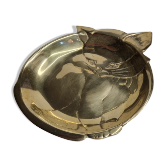 Empty solid brass cat-shaped pocket, 22 cm