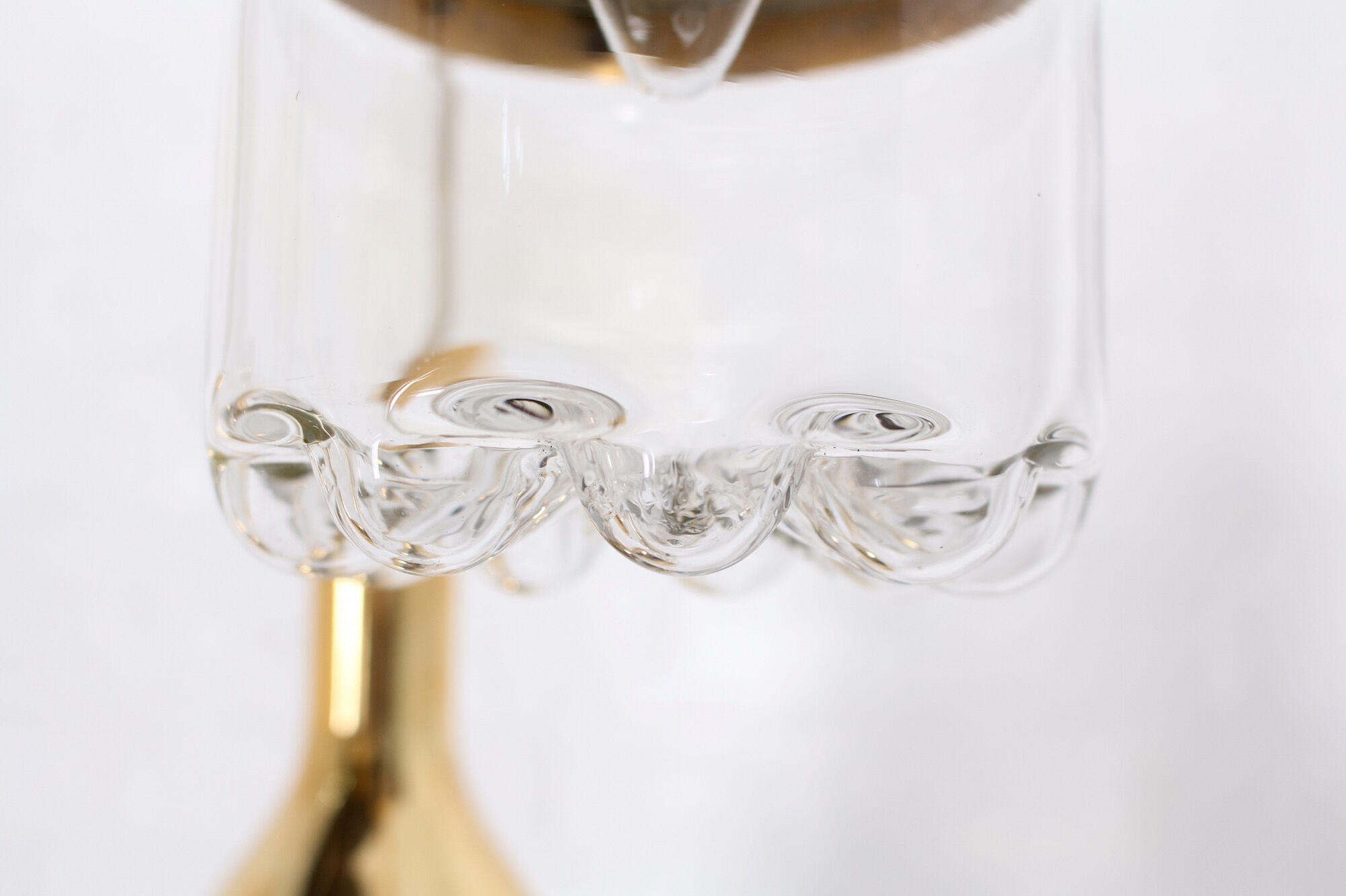Hanging lamp brass waterfall and blown glass