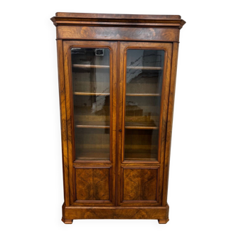 Glass Library in walnut Louis Philippe style