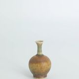 Small Mid-Century Scandinavian Modern Collectible Brown Stoneware Vases by Gunnar Borg, Set of 4