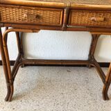 Console/small old desk in rattan