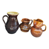 Vintage glazed ceramic pitcher trio