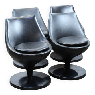 Set of 4 "Polaris" armchairs by Pierre Guariche for Meurop 1960s