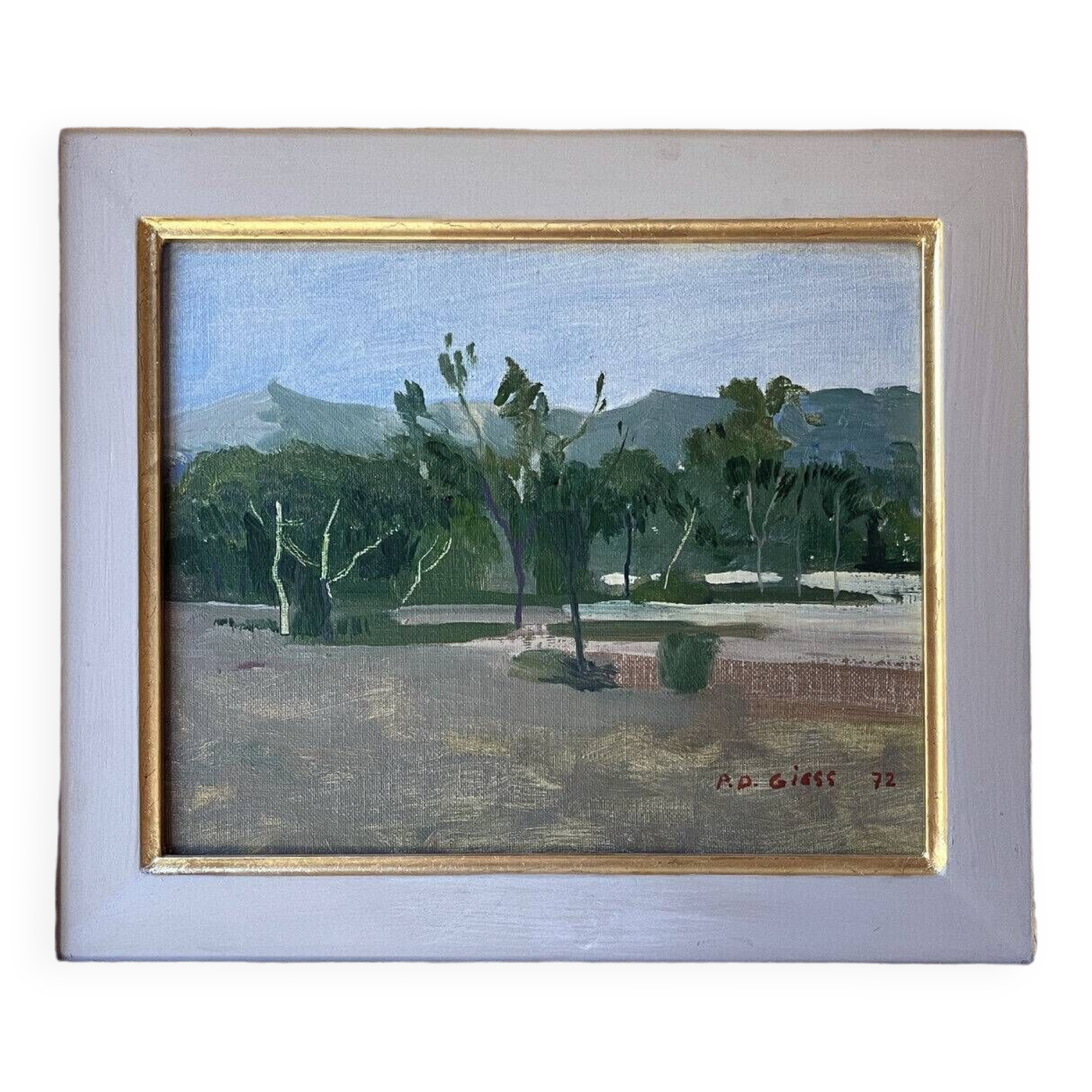 Painting HST/P Pierre Dominique GIESS (1943-2011) "Torre Lodones" Spain