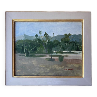 Painting HST/P Pierre Dominique GIESS (1943-2011) "Torre Lodones" Spain