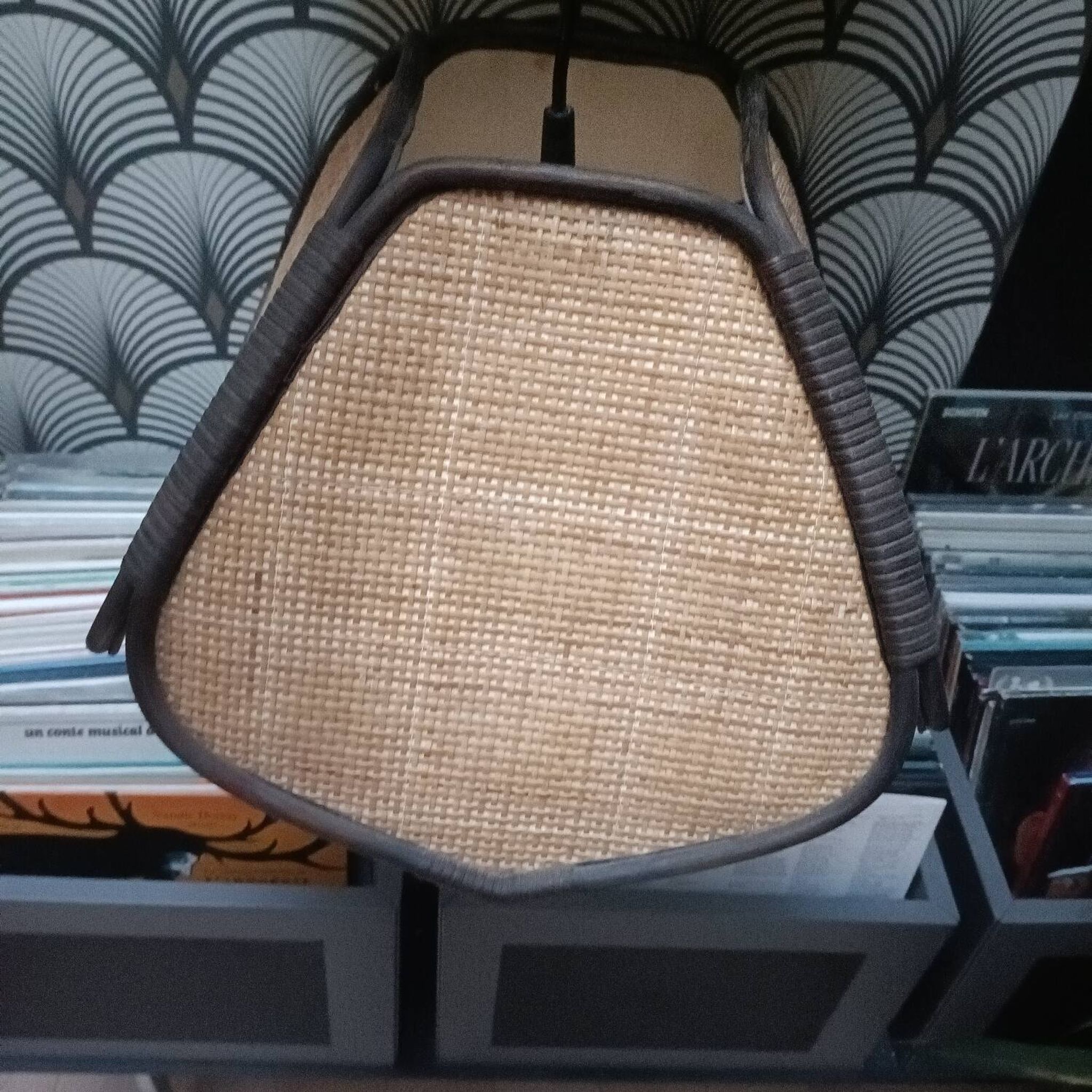 Suspension, lustre rotin osier vintage