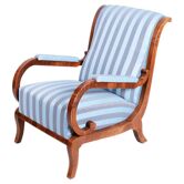Fauteuil Biedermeier en chêne, épicéa et noyer, Autriche, années 1830
