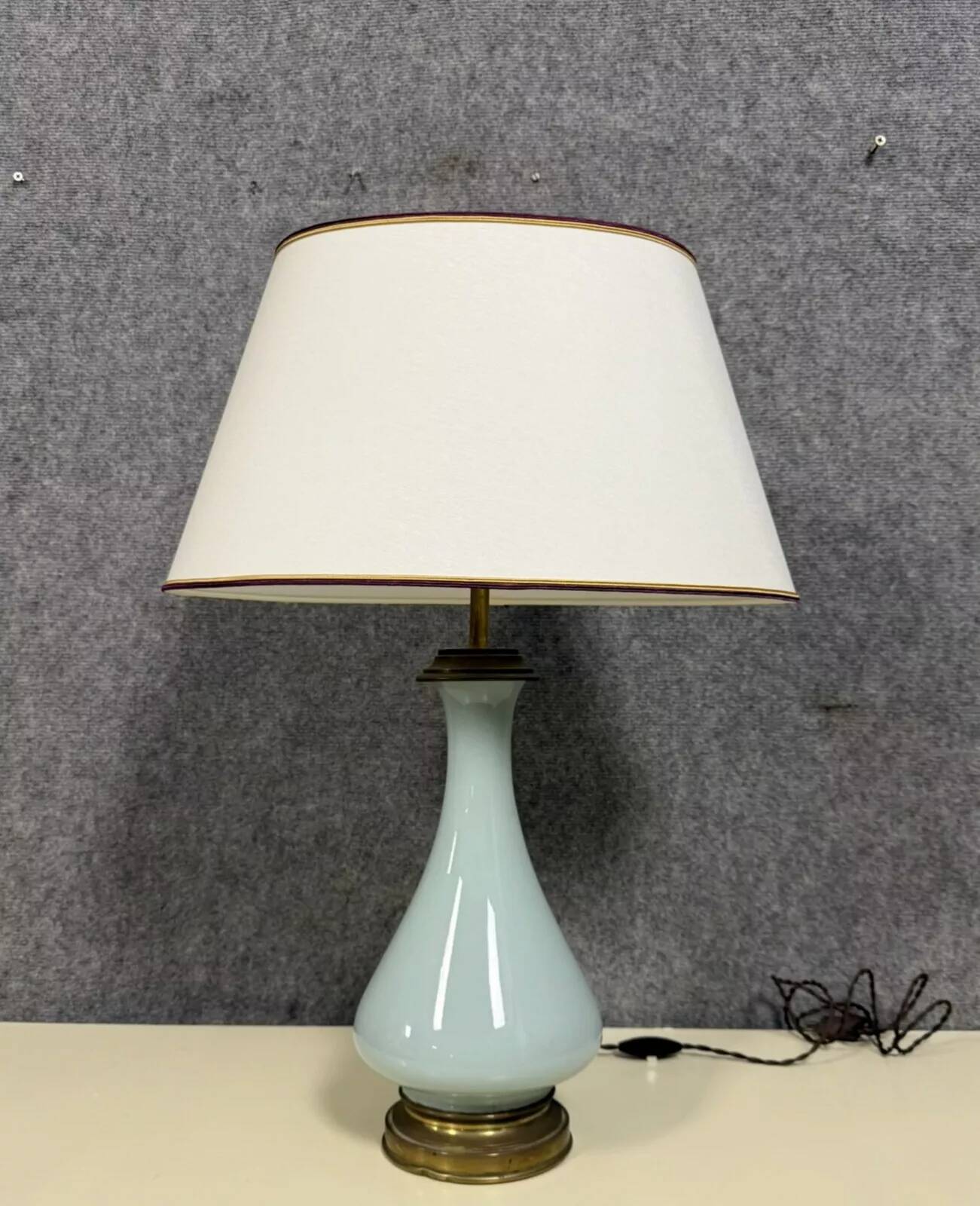 Baluster-shaped lamp in celadon porcelain, Napoleon III period, circa 1880