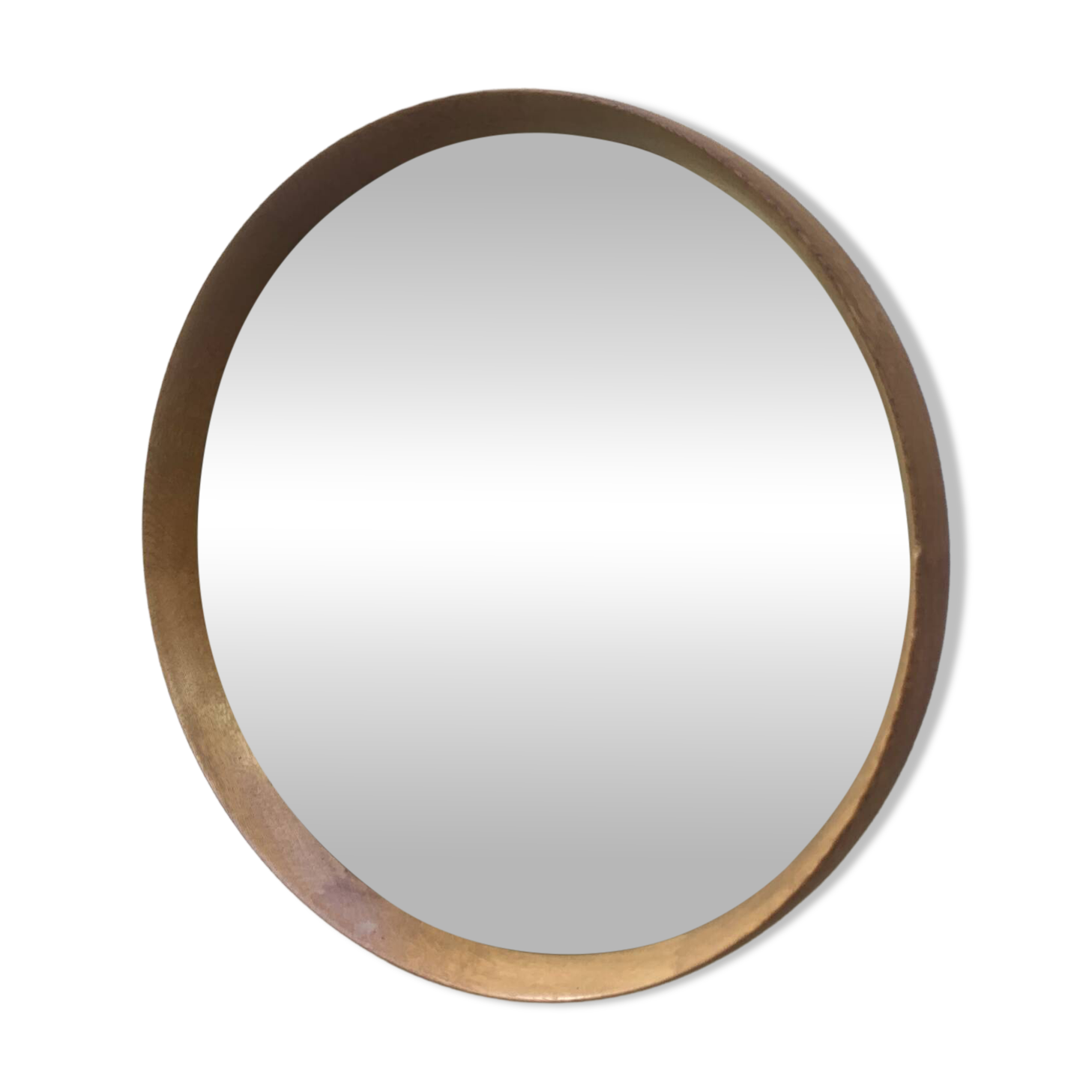 Scandinavian round mirror in teak