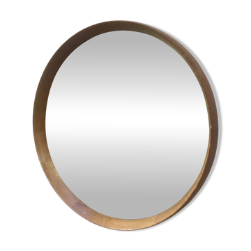 Miroir rond scandinave en teck