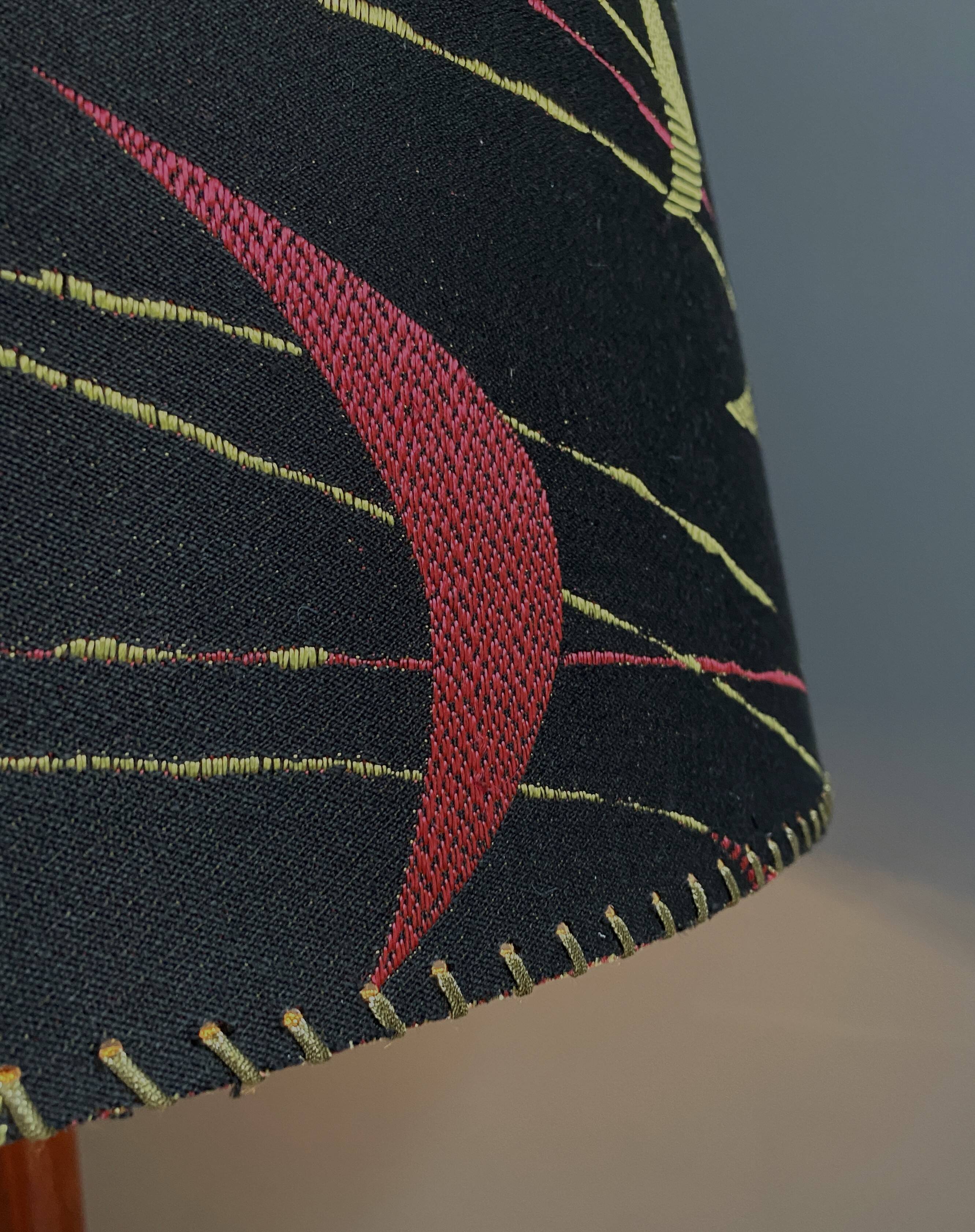 Danish Teak floor lamp with Black and Red , Yellow shade 1960s