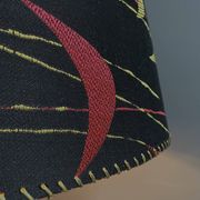 Danish Teak floor lamp with Black and Red , Yellow shade 1960s